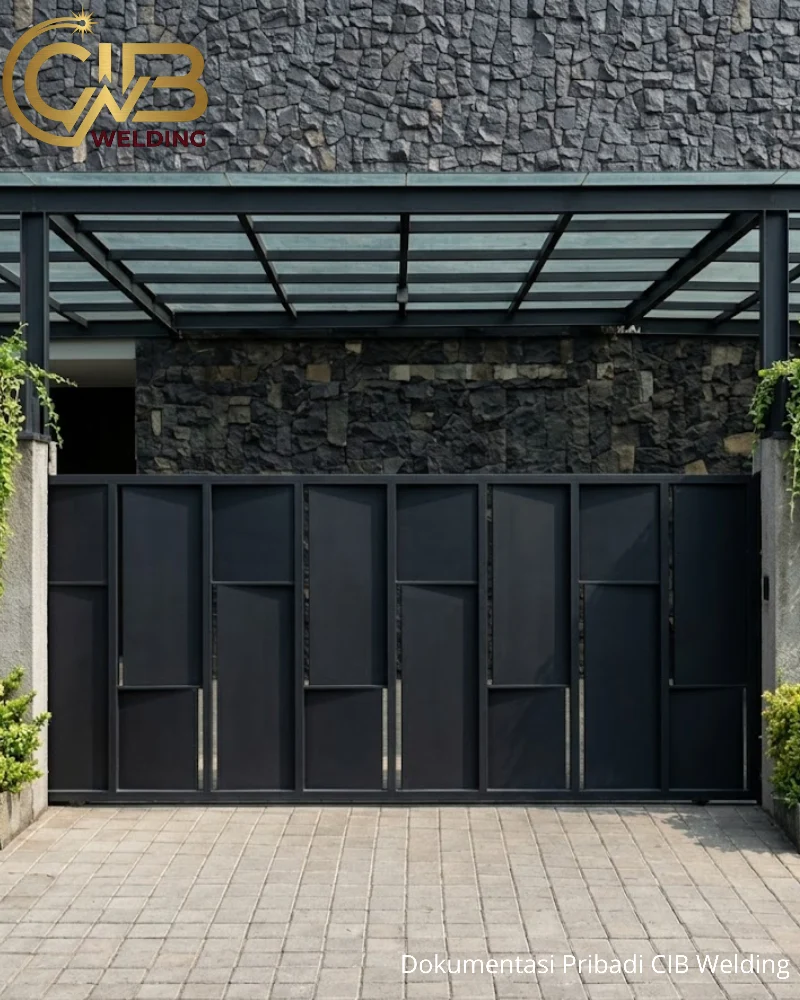 Hasil pekerjaan CIB Welding — pintu aluminium presisi